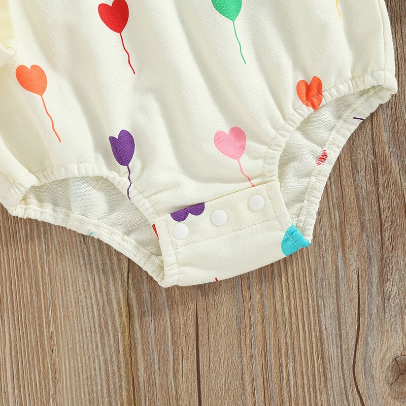 Lovely Baby Girl Boy Heart Print Crewneck Romper