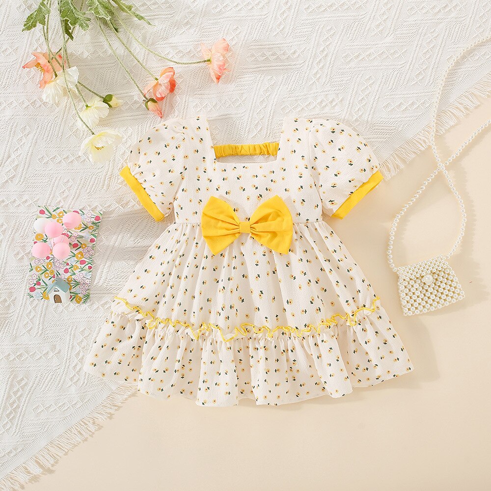 Summer Children Clothes Blue Bow Sling Dresses For Baby Girl Party Princess Thin Toddler Kids Costume 0 To 3 Years Old