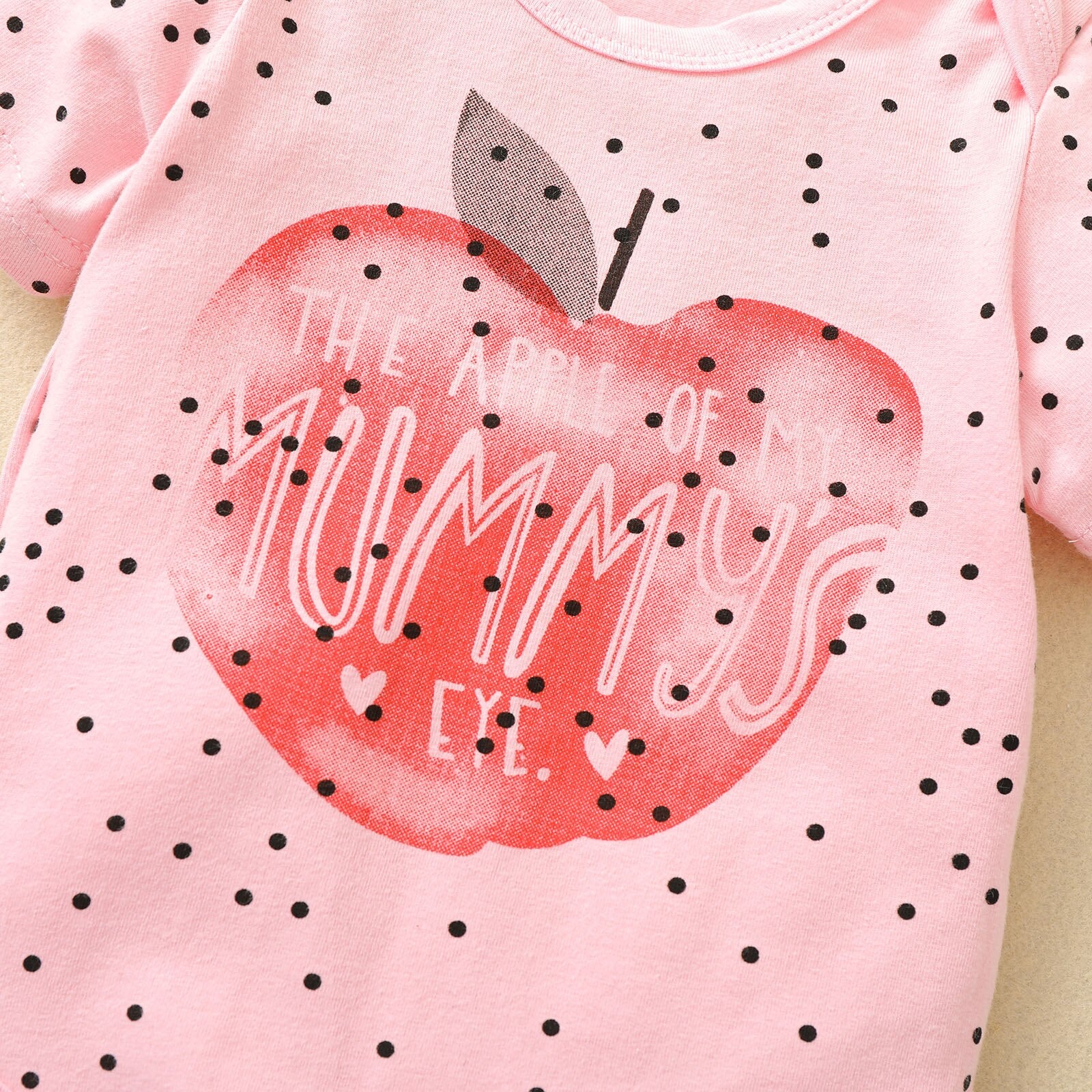 Newborn Baby Girls Short Sleeve Bodysuit with Letters Print for Mother's Day/Father's Day