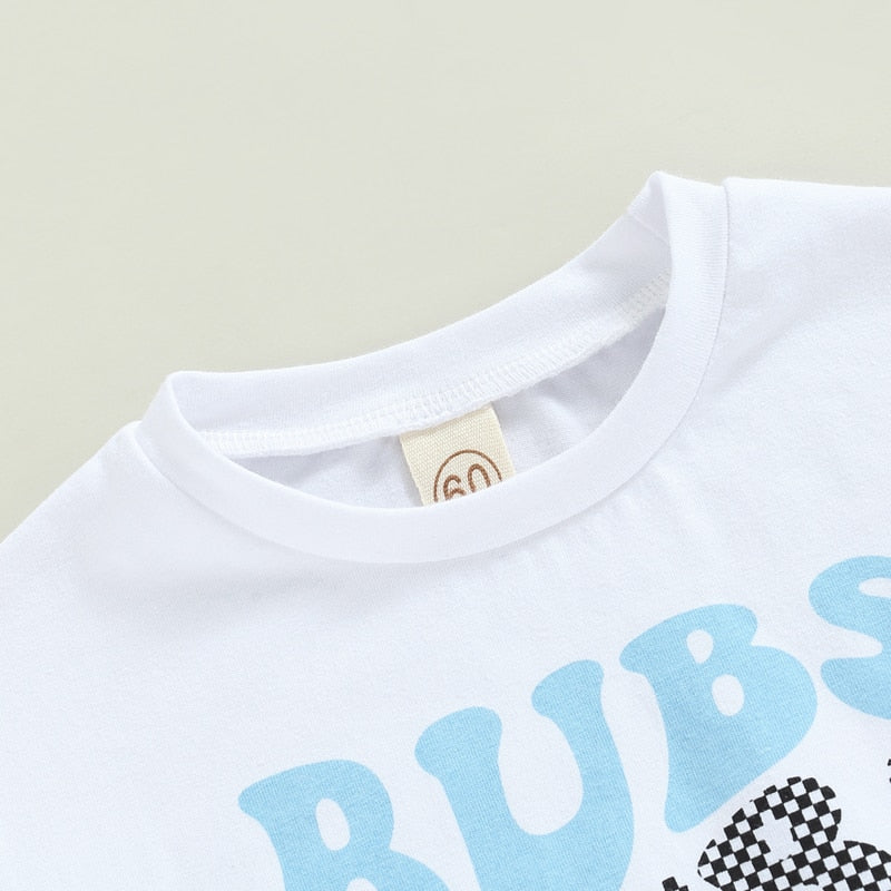 Summer Baby Romper with Color Patchwork and Letter Print