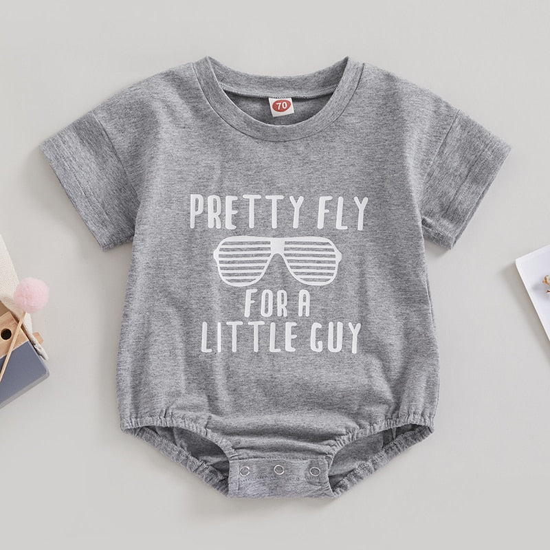 Adorable Baby Boy Short Sleeve Bodysuit with Letter Print