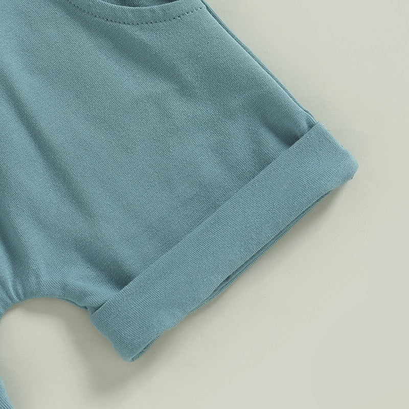 4th of July Ready: Trendy Summer Clothes Sets for Toddler Boys with Letter Print and Drawstring Shorts