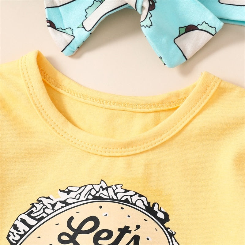 Newborn Baby Girl Summer Clothes Sets with Letter Print Short Sleeve T-shirt and High Waist Shorts