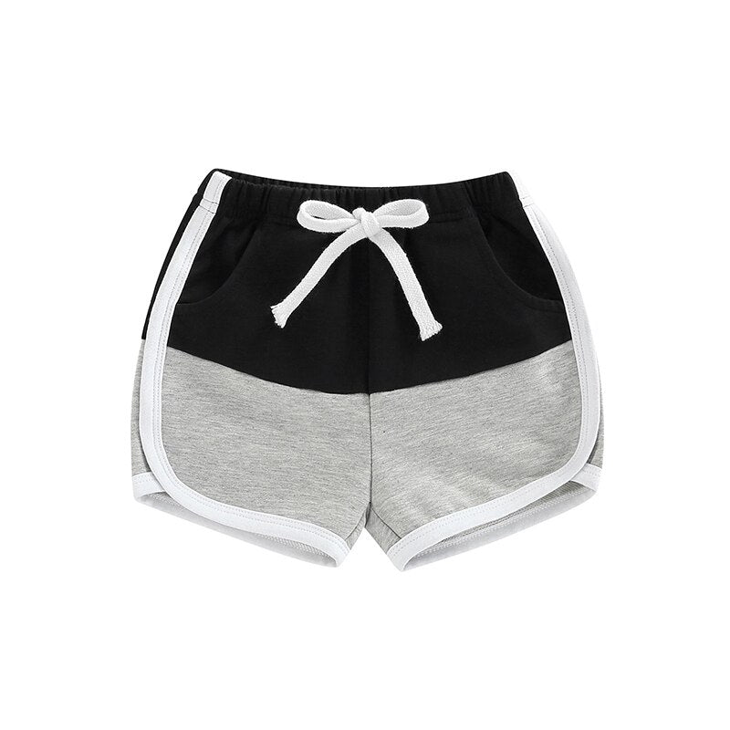 Summer Kids Boys Casual Shorts: Patchwork Color, Elastic Waist, Knee Length Beach Shorts