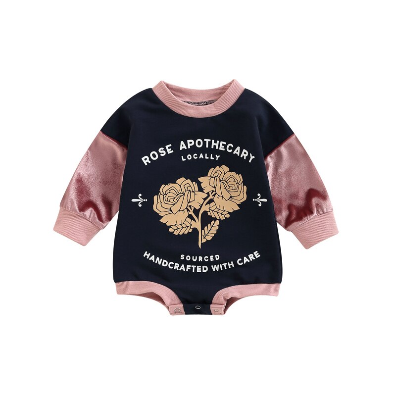Fashionable Autumn Newborn Baby Rompers with Mushroom Flower and Letter Print