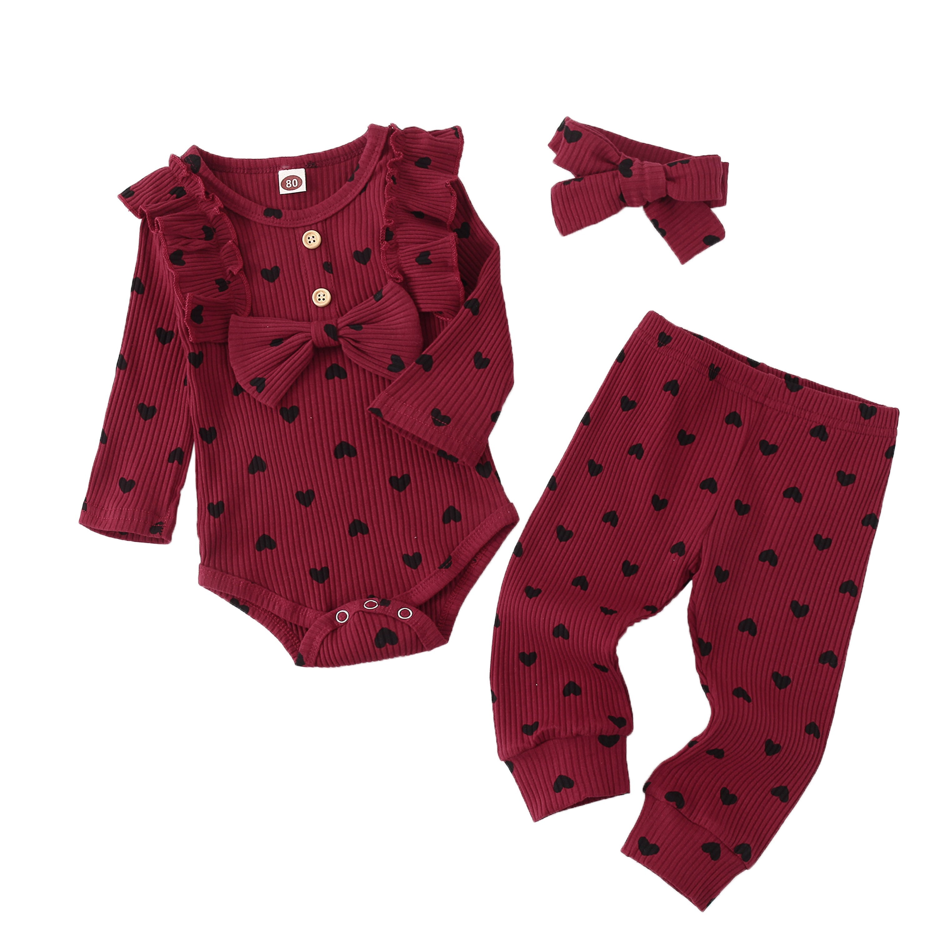 Adorable Newborn Baby Girl Clothes Set with Ruffled Romper and Insect Print Top