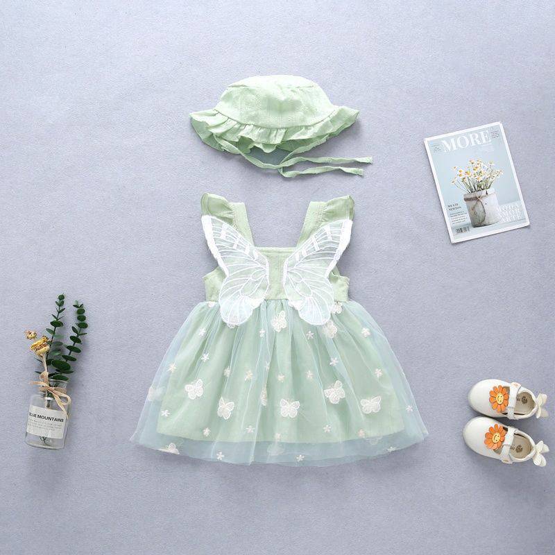 Sweet Baby Girl Princess Party Dress Set with Wings and Hat