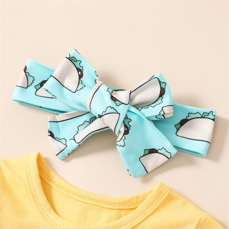 Newborn Baby Girl Summer Clothes Sets with Letter Print Short Sleeve T-shirt and High Waist Shorts