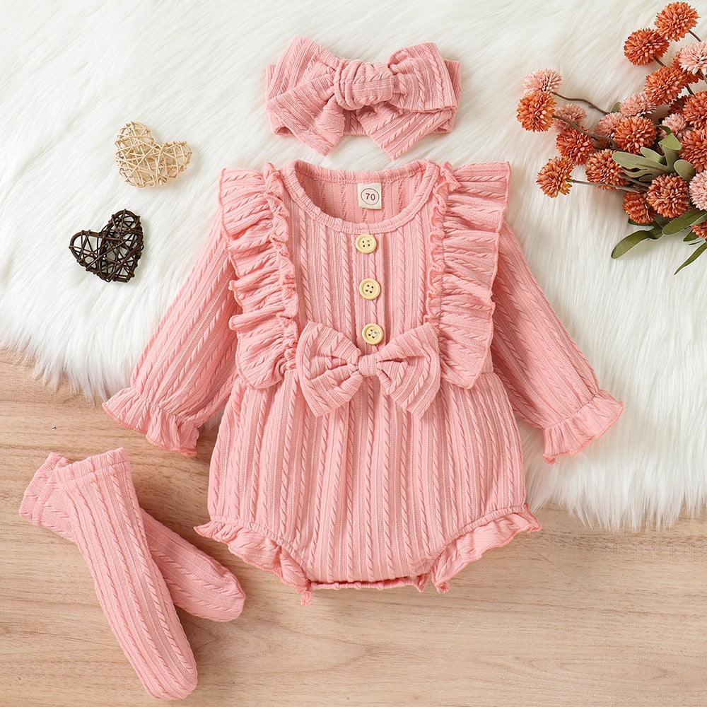 Cute and Comfortable 3-Piece Newborn Baby Girls Outfit