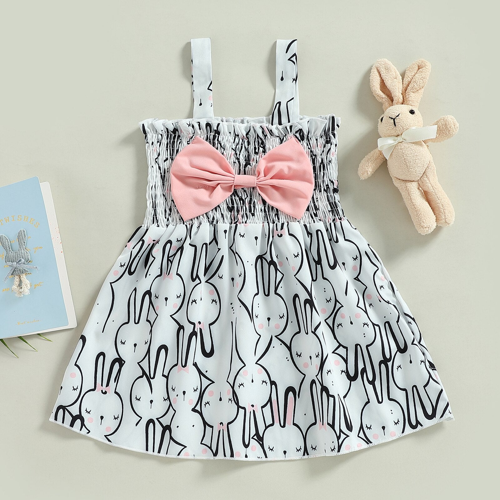 Easter Days Outfit for Baby Girls - Sweet Sleeveless Rabbit Print Princess Dress
