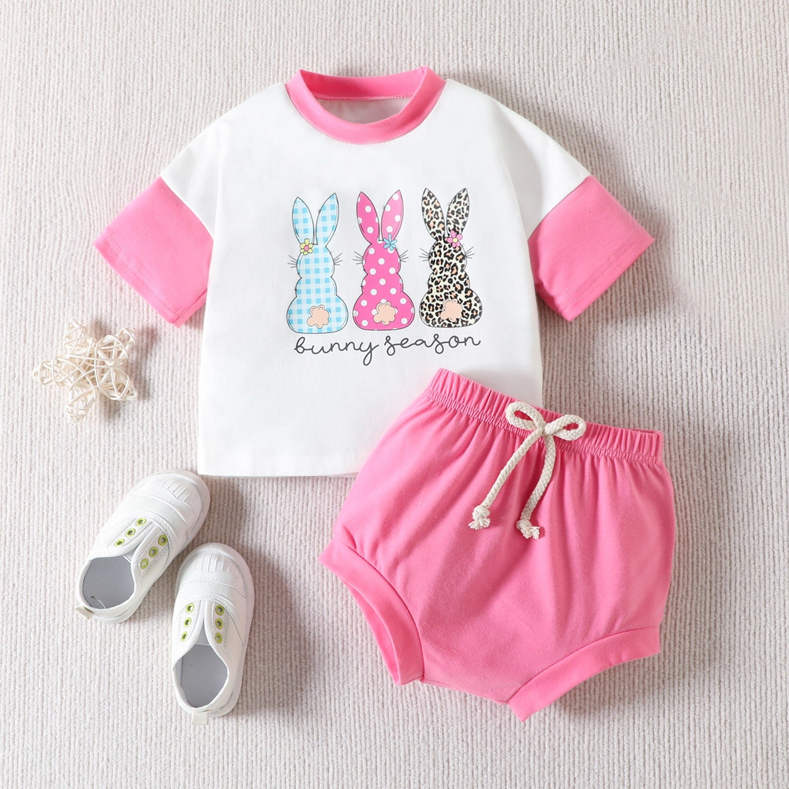 My First Baby Easter Outfits - Cute Rabbit Clothing Short Sleeve T-shirts + Shorts Sets