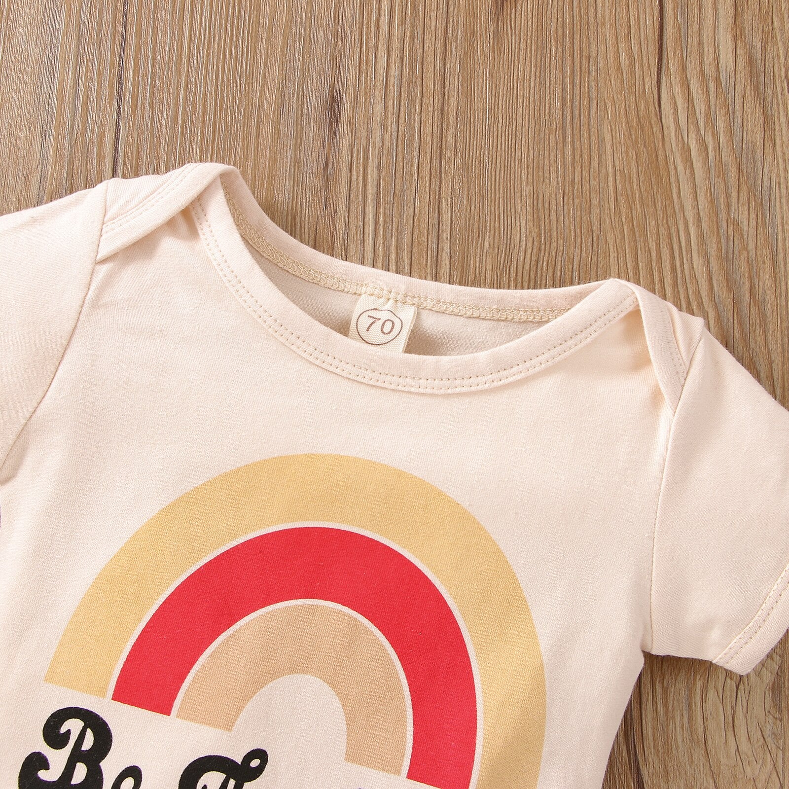 Adorable Newborn Baby Girl Summer Clothing Set with Rainbow Print Bodysuit and Shorts