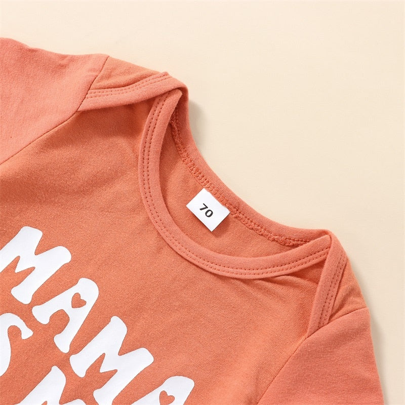 Adorable Infant Toddler Baby Girls Summer Clothes Sets with Letter Print Bodysuits and Floral Shorts