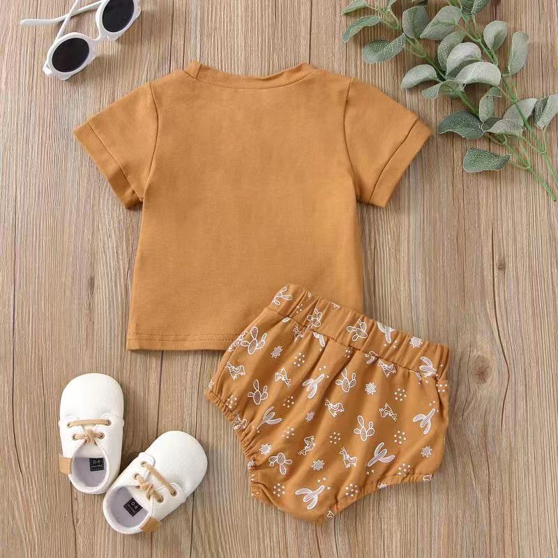 Adorable Cactus Print Summer Outfit for Baby Boys