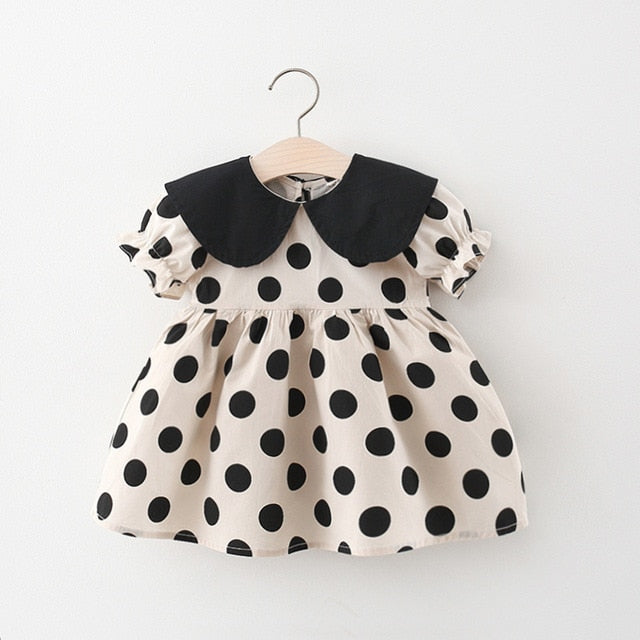 Baby Girl Dress Polka Dot Loose Lapel - BabbeZz