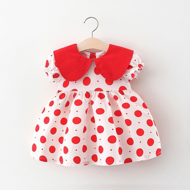 Baby Girl Dress Polka Dot Loose Lapel - BabbeZz