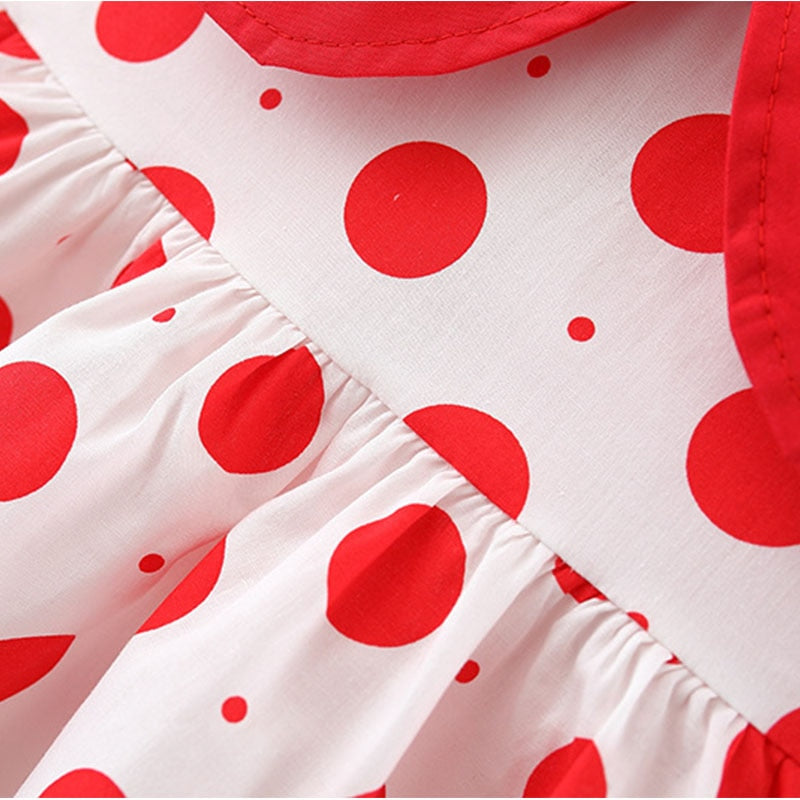 Baby Girl Dress Polka Dot Loose Lapel - BabbeZz
