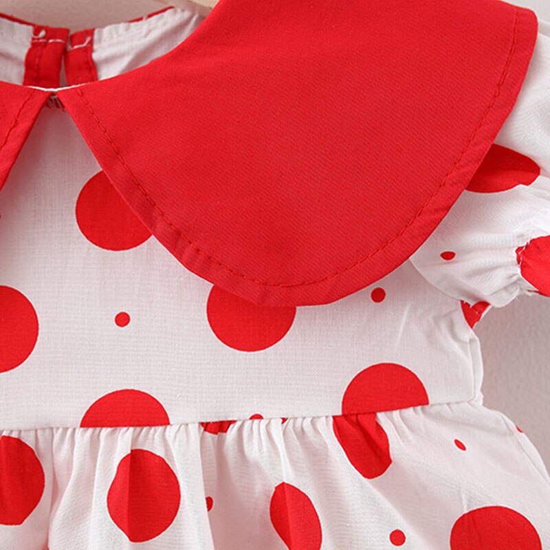 Baby Girl Dress Polka Dot Loose Lapel - BabbeZz