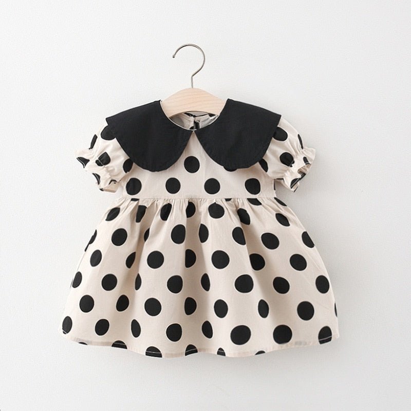 Baby Girl Dress Polka Dot Loose Lapel - BabbeZz