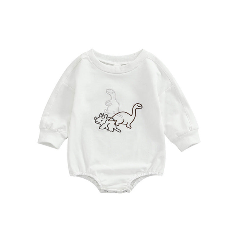 Children's Cartoon Dinosaur Embroidered Romper