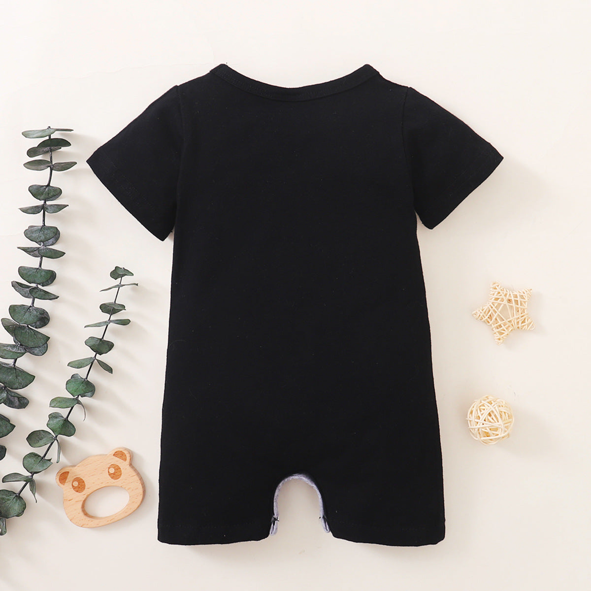 Adorable Boy's New Patchwork Boxer Romper for Playtime and Beyond