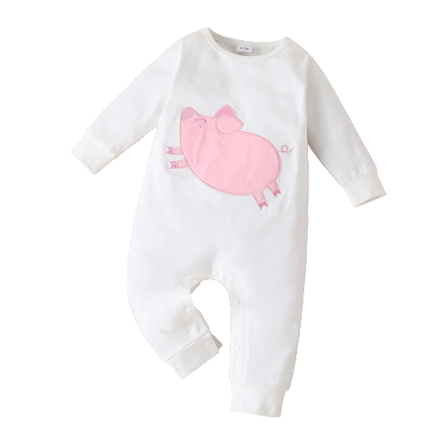 Adorable Baby Romper with Embroidered Animal Patch