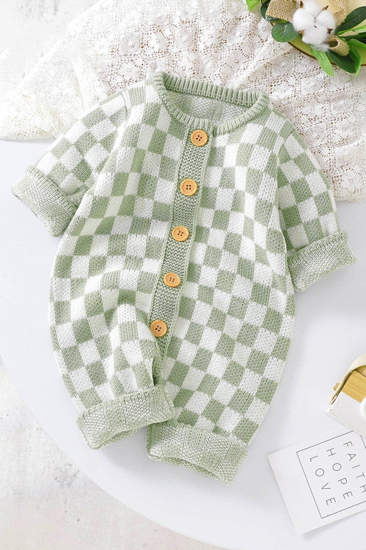 Introducing Our Stylish Ins New Chessboard Baby One-piece Garment with Thousand Bird Pattern Knitting