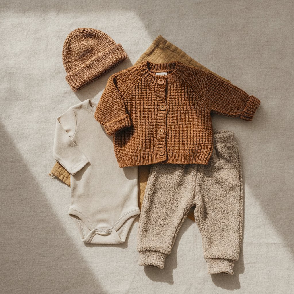 Flat-lay of baby clothing - how-to-dress-baby-for-fall