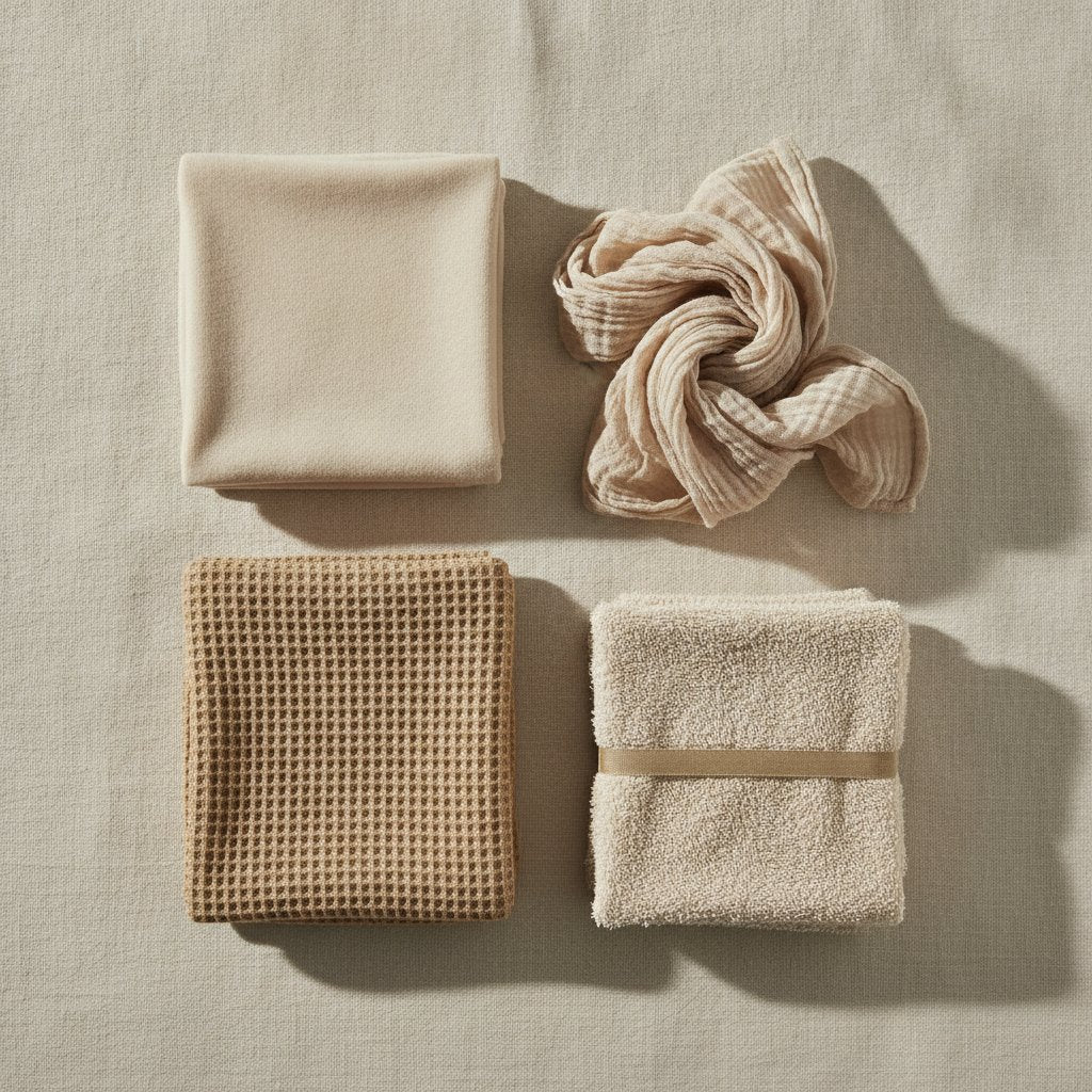 Flat-lay of baby clothing - baby-fabrics-compared