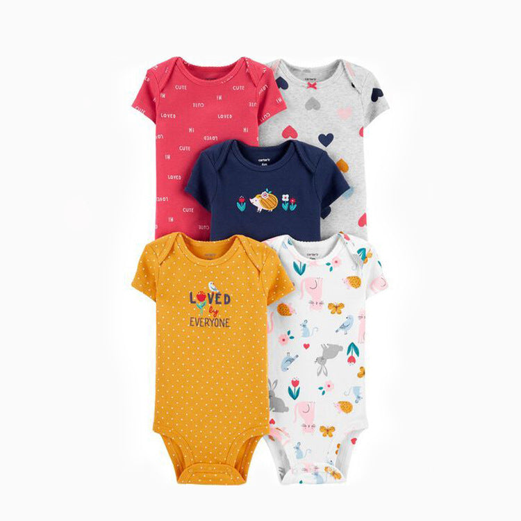 Babbez 5-Piece Unisex Newborn Baby Bodysuit Set - Comfortable and Convenient Infant Clothing