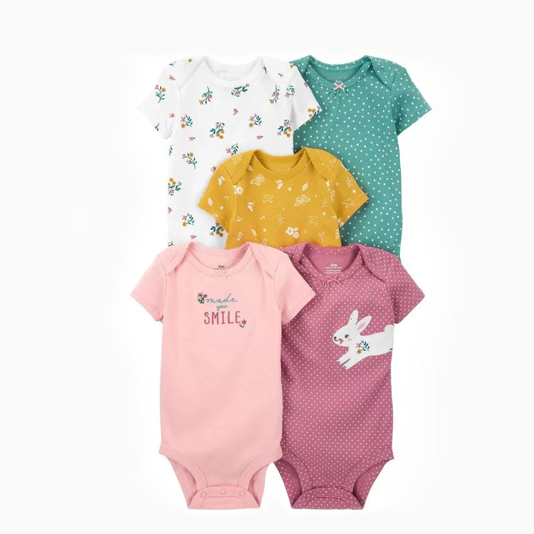 Babbez 5-Piece Unisex Newborn Baby Bodysuit Set - Comfortable and Convenient Infant Clothing