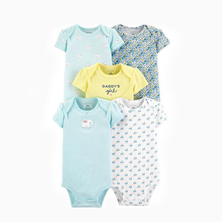 Babbez 5-Piece Unisex Newborn Baby Bodysuit Set - Comfortable and Convenient Infant Clothing