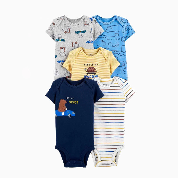 Babbez 5-Piece Unisex Newborn Baby Bodysuit Set - Comfortable and Convenient Infant Clothing