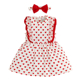 Adorable Heart Print Toddler Girls Dress for Valentine's Day