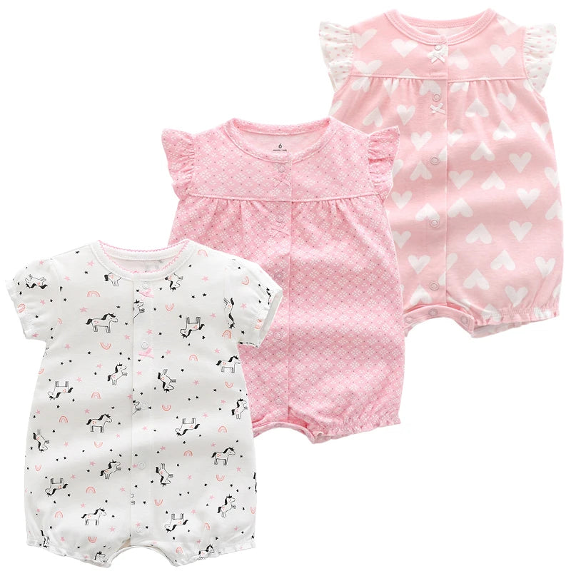 3PCS Newborn Baby Rompers: Summer Cotton Clothing for Infants