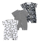 3PCS 100% Cotton Baby Rompers: Cartoon-Printed Infant Bodysuits for Su