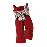 Summer Infant Baby Girls Cute Rompers Leopard Print Bowknot Strap Sleeveless Backless Jumpsuits Pants