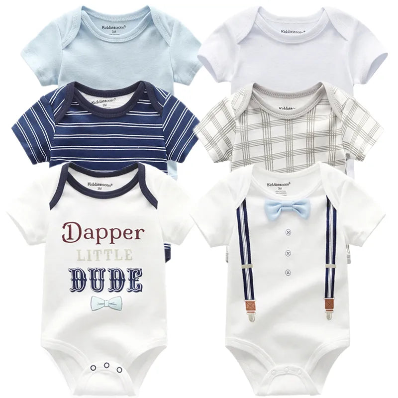 6pcs/lot 2022 Baby Bodysuit Novelty Newborn Body Suits Short Sleeve Overalls Infant  Jumpsuit Cartoon 0-12M kids clothes