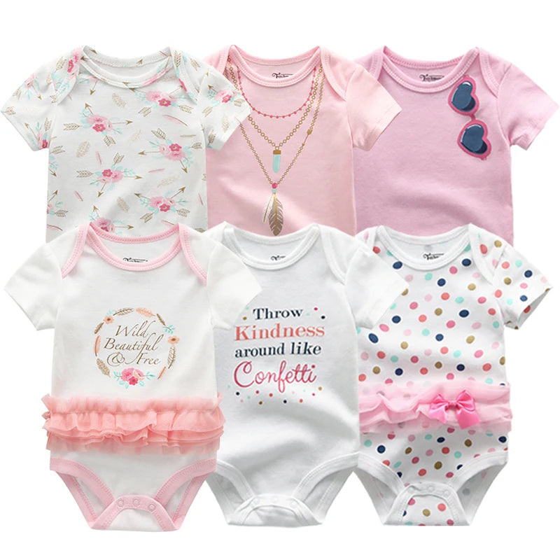 Baby Bodysuit 6-pack Fashion body Short Sleeve Newborn Suits Infant Jumpsuit Cartoon kids baby girl clothes