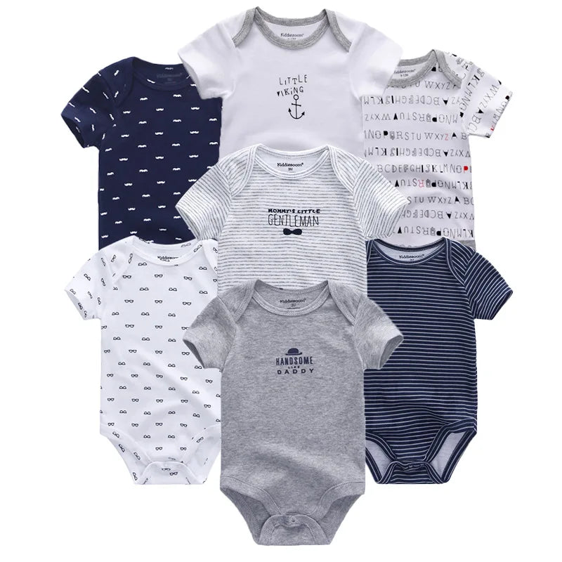 Baby Rompers Summer 7pcs/lots Infant Collar Cotton Clothes Newborn Boy Girl clothing Toddlers ropa bebe Outfits Jumpsuit