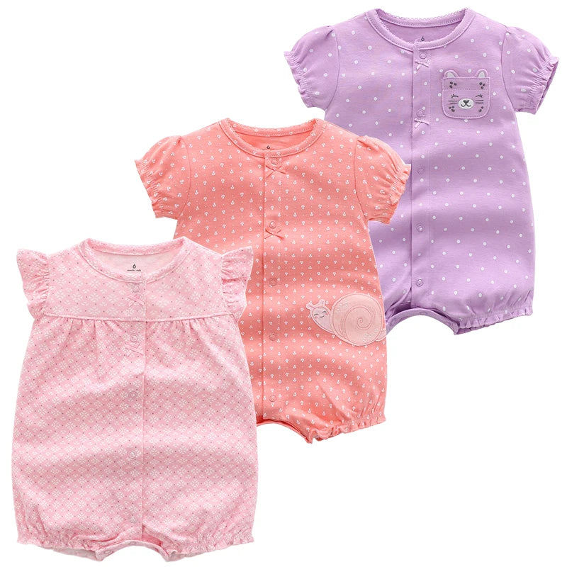 3PCS Newborn Baby Rompers: Summer Cotton Clothing for Infants