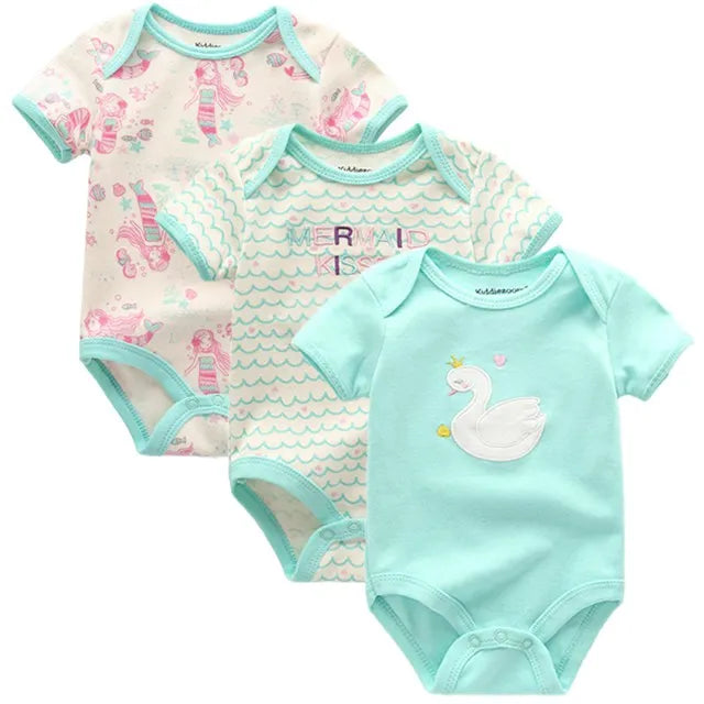 2022 Floral Baby Jumpsuits & baby bodysuits 3 Pieces/lot Underwear Cotton Newborn Short Sleeve Body Suit Baby Girls Clothing Set