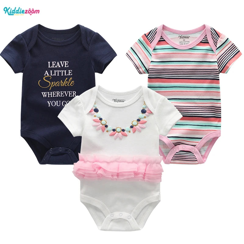 3Pcs/lot Baby Boys Rompers Fashion Short Sleeve Newborn Infant Jumpsuit Animal Kids Baby Girl Clothes