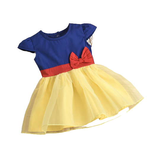 Adorable Summer Princess Baby Girls Dress with Colorful Patchwork and Bowknot Details