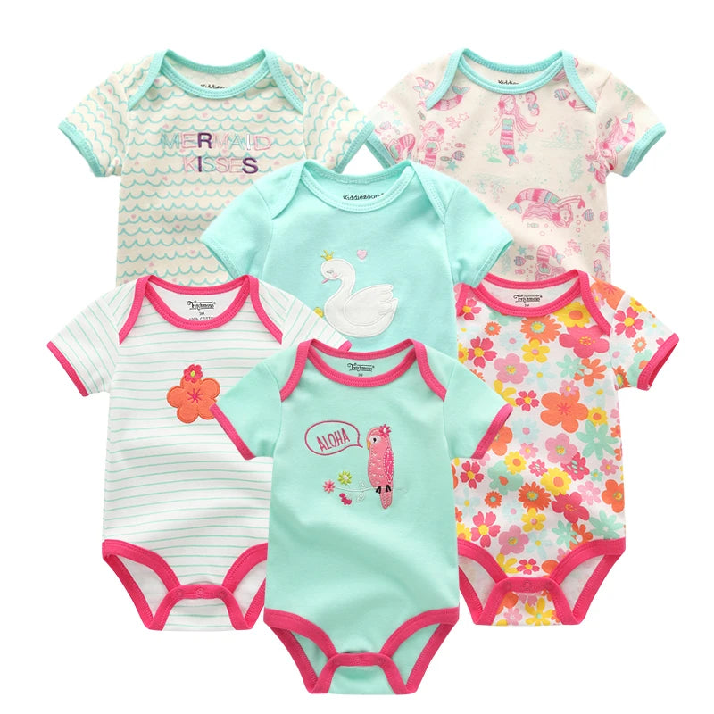 Baby Bodysuit 6-pack Fashion body Short Sleeve Newborn Suits Infant Jumpsuit Cartoon kids baby girl clothes