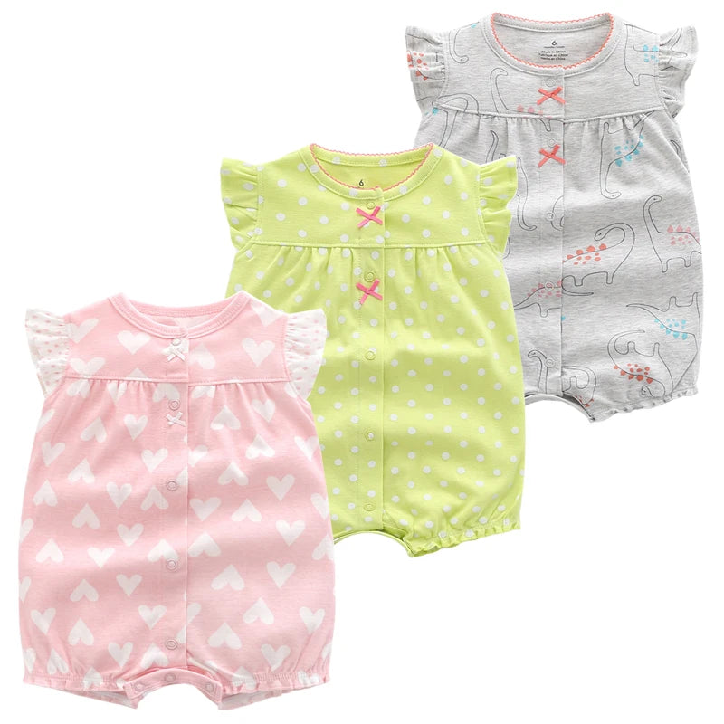 3PCS Newborn Baby Rompers: Summer Cotton Clothing for Infants