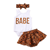 Baby Boys Girls Summer 3pcs Outfits Sets Short Sleeve Letter Print T-shirts+Floral High Waist Shorts+Headband Soft Outfits