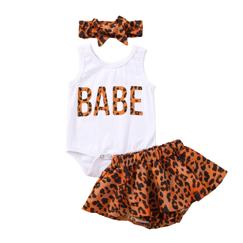 Baby Boys Girls Summer 3pcs Outfits Sets Short Sleeve Letter Print T-shirts+Floral High Waist Shorts+Headband Soft Outfits