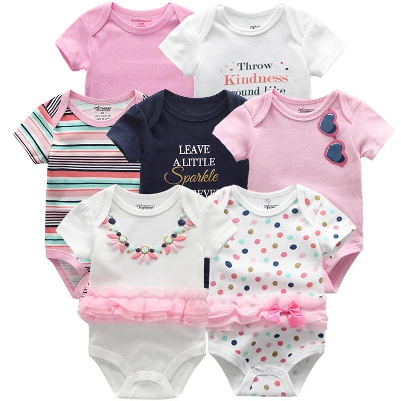 Top Quality 7PCS/LOT Baby Boys Girls Clothes 2022 Fashion ropa bebe kids Clothing Newborn rompers Overall baby girl jumpsuit