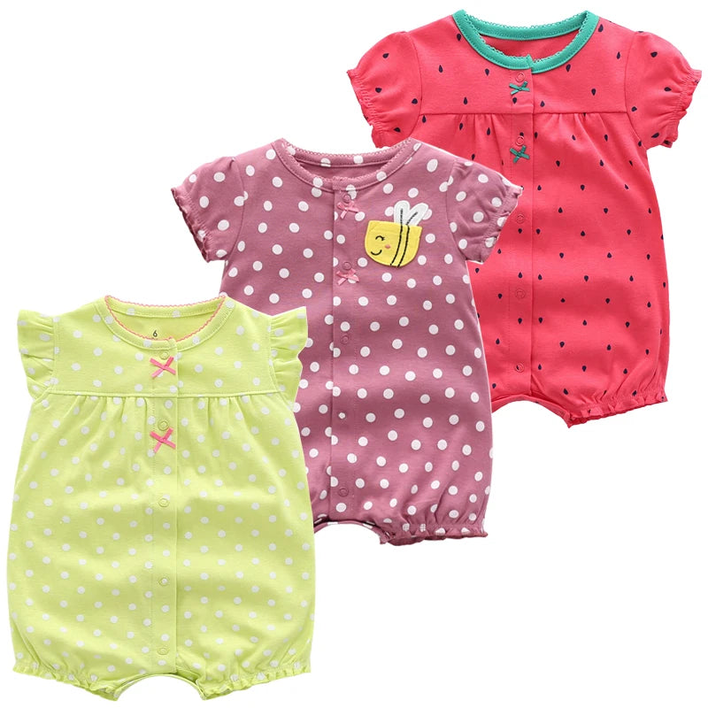 3PCS Newborn Baby Rompers: Summer Cotton Clothing for Infants